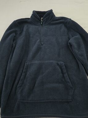 Men's Navy Half-Zip Fleece Pullover Sweater